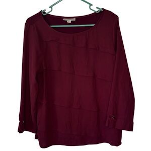 3/$20 Dana Buchman Deep Burgundy 3/4 Sleeve Blouse